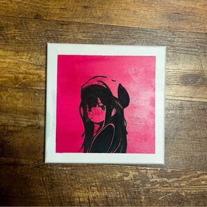 Handmade painting of a girl-black outline
